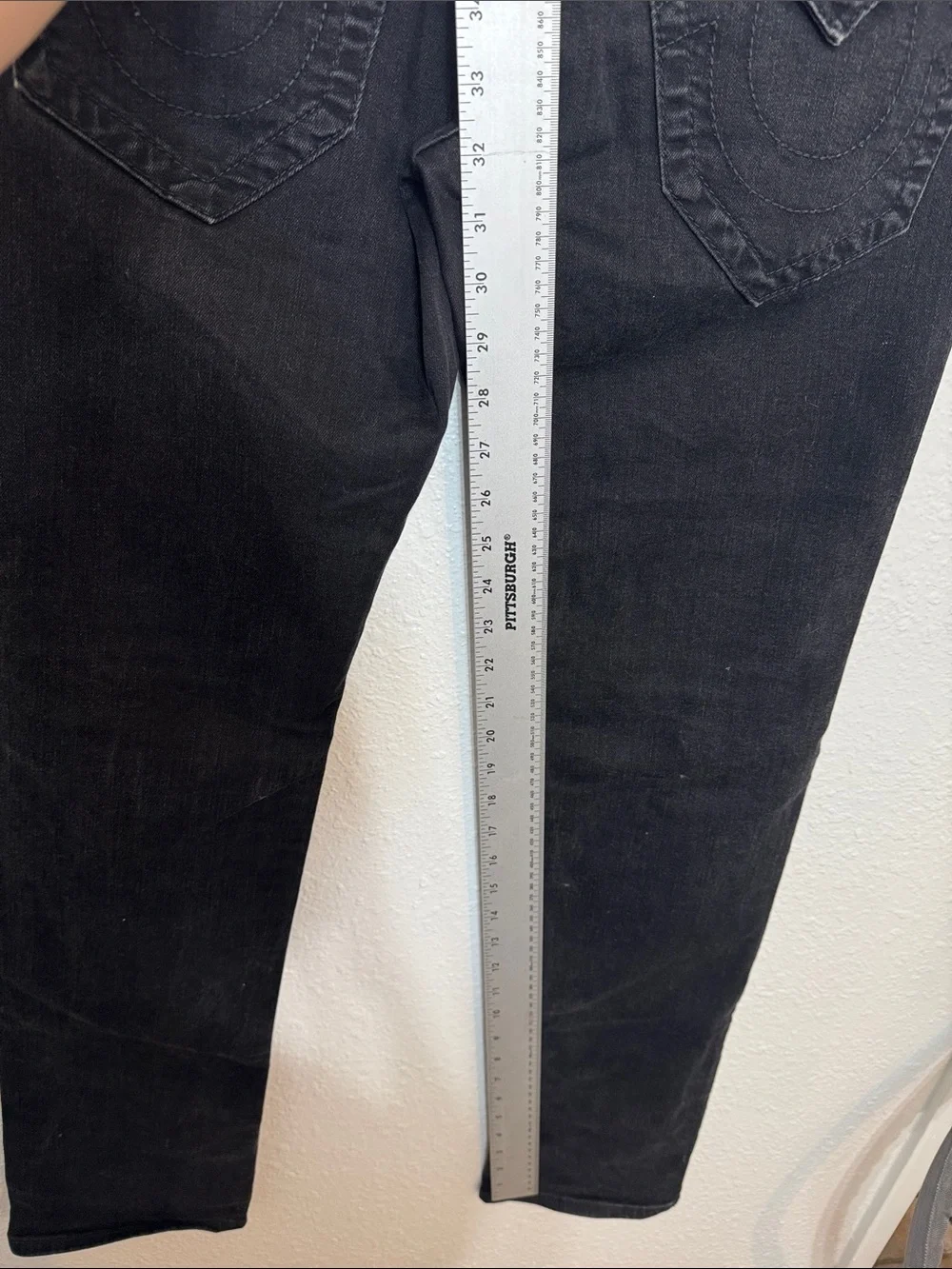 True Religion Jeans Ricky 29 Men's Black Straight-Leg Distressed & Stains